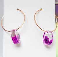 Purple heart ear drop - resin
