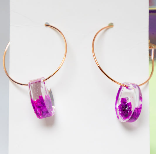 Purple heart earring - resin