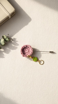 Purple lapel pin - crochet