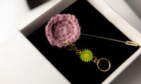 Purple lapel pin - crochet
