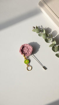 Purple lapel pin - crochet