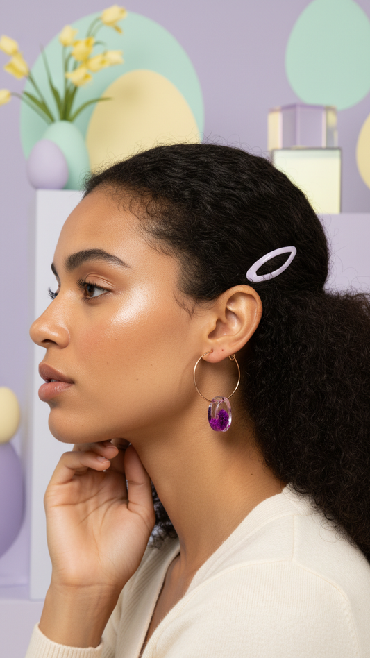 Purple heart ear drop - resin